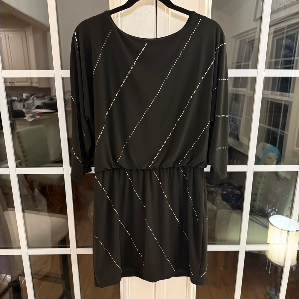 White House Black Market Black Mini Dress with Diagonal Stud Accents
